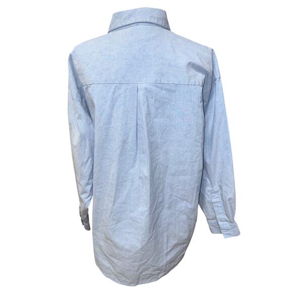 Mystic Blues Women’s Button Up Shirt Chambray Blue Fall Leaves Pinecones 20W - Picture 2 of 11